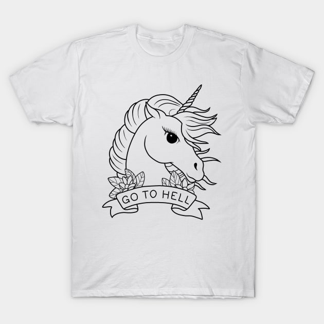 Go to Hell - Unicorn T-Shirt by valentinahramov